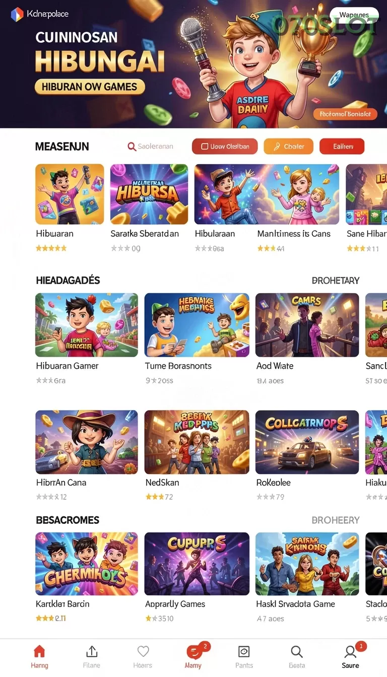 Cuplikan layar GG999 — menu navigasi